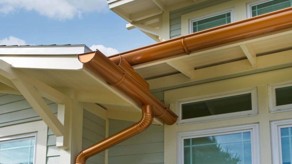 Copper gutters installed on a coastal home