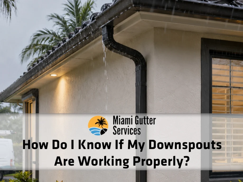 How do I know if my downspouts are working properly during heavy rain in Miam