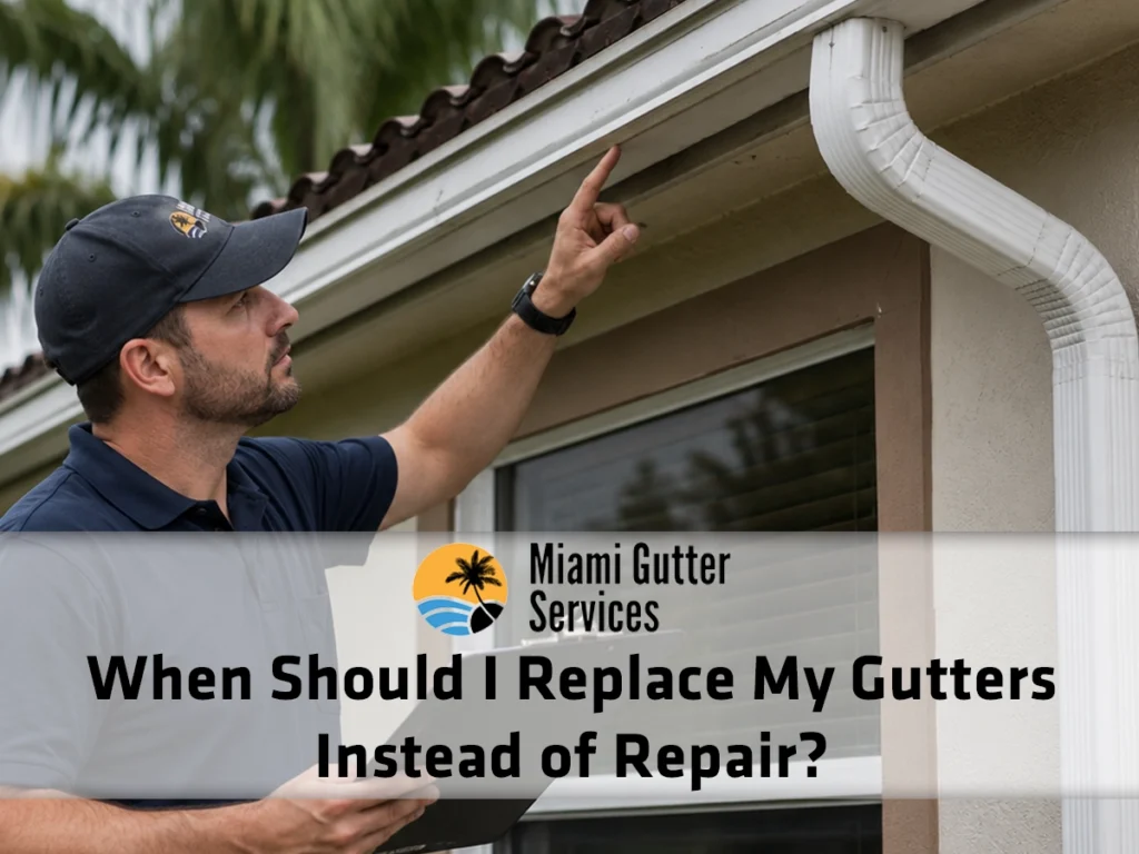 When should I replace my gutters instead of repairing them on a Miami home